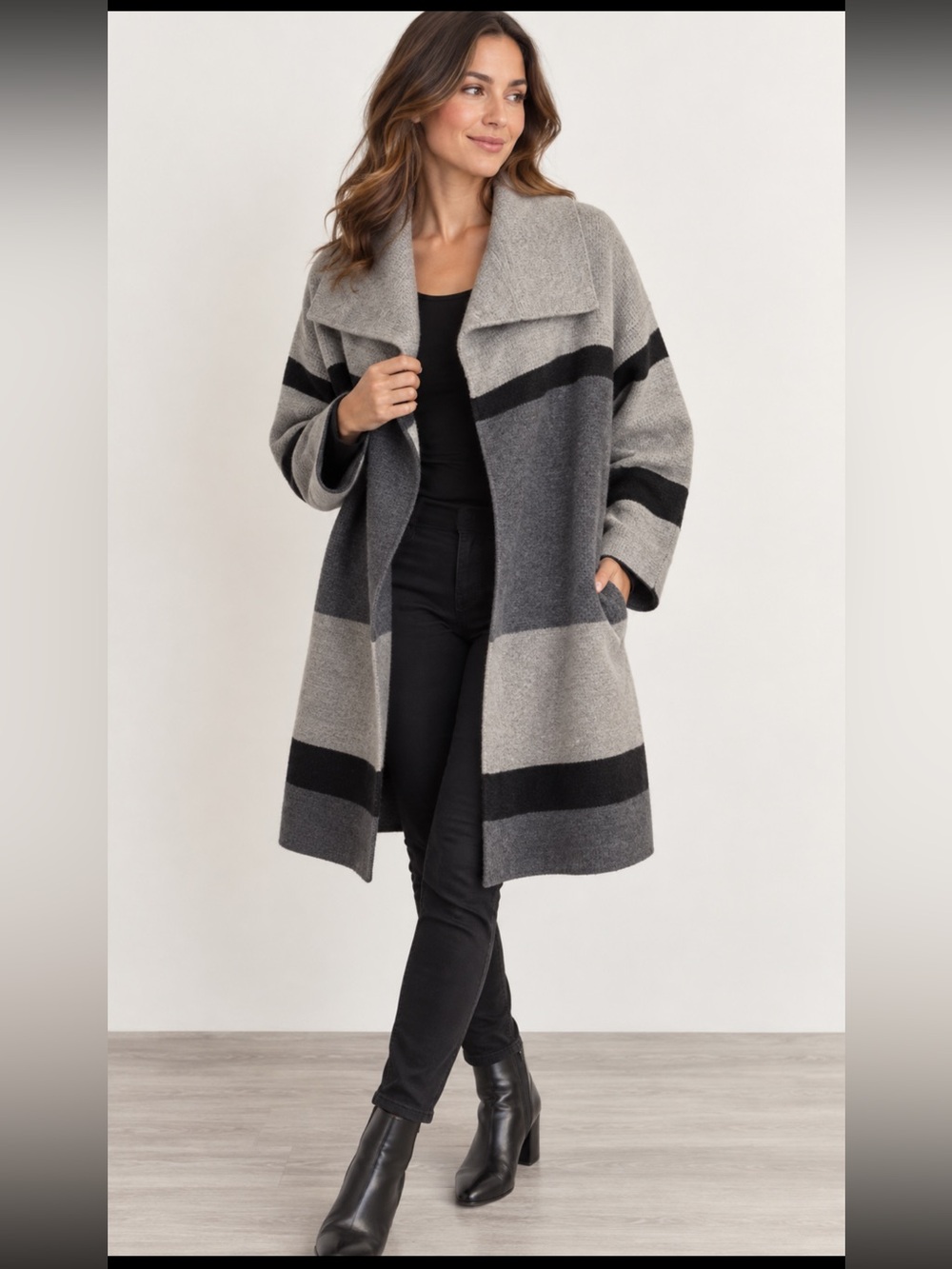 Vince Gray and Black Striped Cardigan